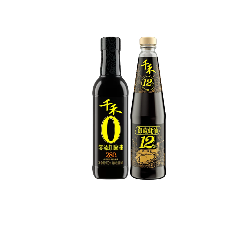 千禾零添加酱油280天特级生抽500ml+千禾御藏蚝油510g 12%蚝汁含量调味组合装 500ml+510g